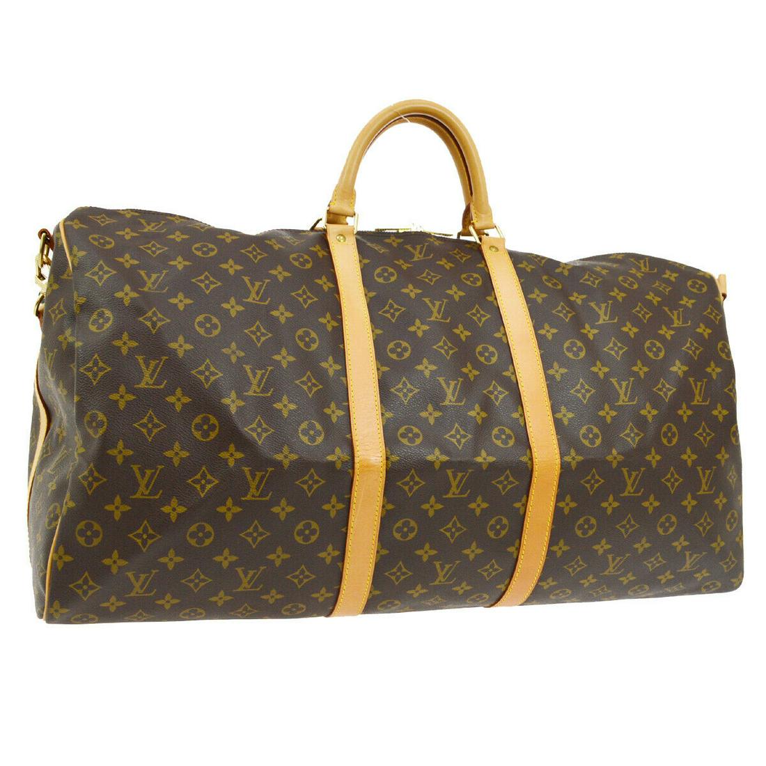 Authentic LOUIS VUITTON Monogram Canvas, Leather Travel: Brand: LOUIS VUITTON Material: Monogram Canvas, Leather Style: Travel Hand Bag Color: Brown Size(inch): W24.0 x H12.6 x D10.2 " / Strap Drop: 17.7-18.9 Size(inch): W 24.0 x H 12.6 x D 10.2 "Handle Dro