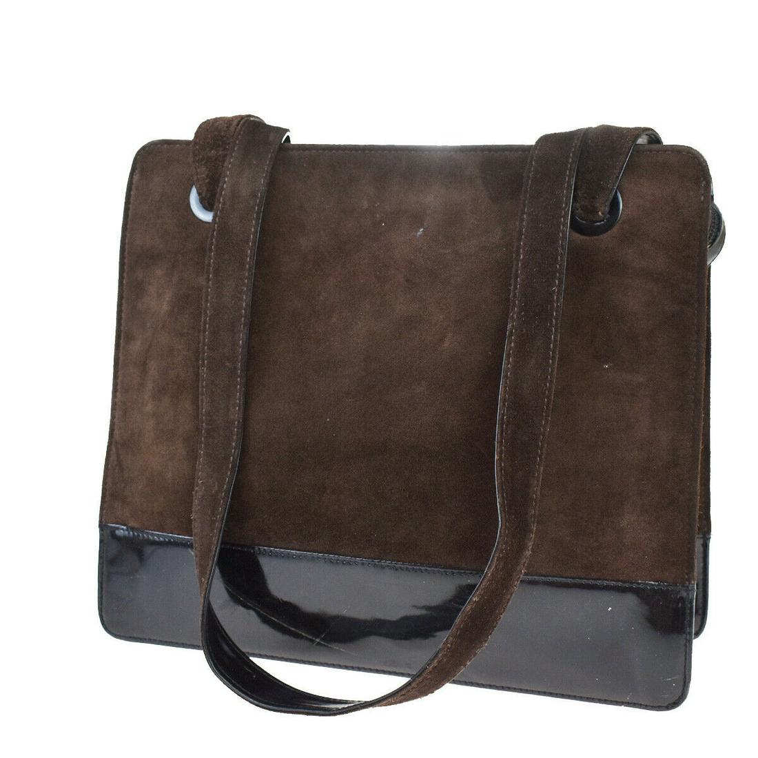 Authentic CHANEL Patent Leather Shoulder Abg: Brand: CHANEL Material: Patent Leather Style: Shoulder abg Color: Black,Brown Size(inch): W 11.8 x H 9.4 x D 3.5 "(approx.) Country of Origin: France Come with: - All Bidhaus items come with a 100% mo