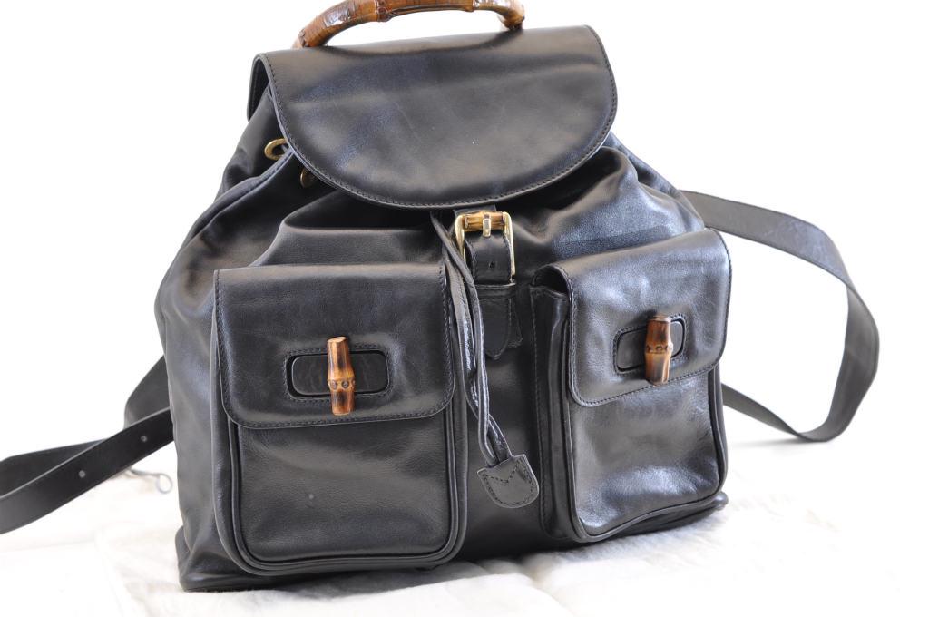 Authentic GUCCI BACKPACK Leather Backpack: Brand: GUCCI Material: Leather Style: Backpack Color: Brown Size(inch): W8.6 x H9.8 x D2.9â€³(Approx) Country of Origin: Italy Accessory: Dust Bag All Bidhaus items come with a 100% money-back aut