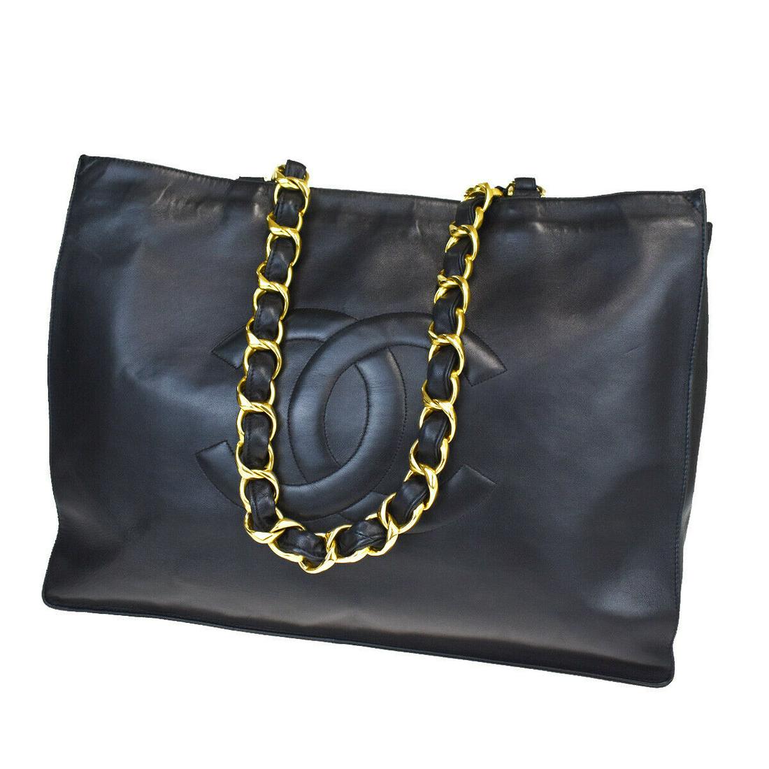 Authentic CHANEL VINTAGE Leather Shoulder Bag: Brand: CHANEL Material: Leather Style: Shoulder Bag Color: Black Size(inch): W 15.7 x H 12.2 x D 4.3 "(approx.) Country of Origin: France Come with: Authenticity seal, All Bidhaus items come with a 10