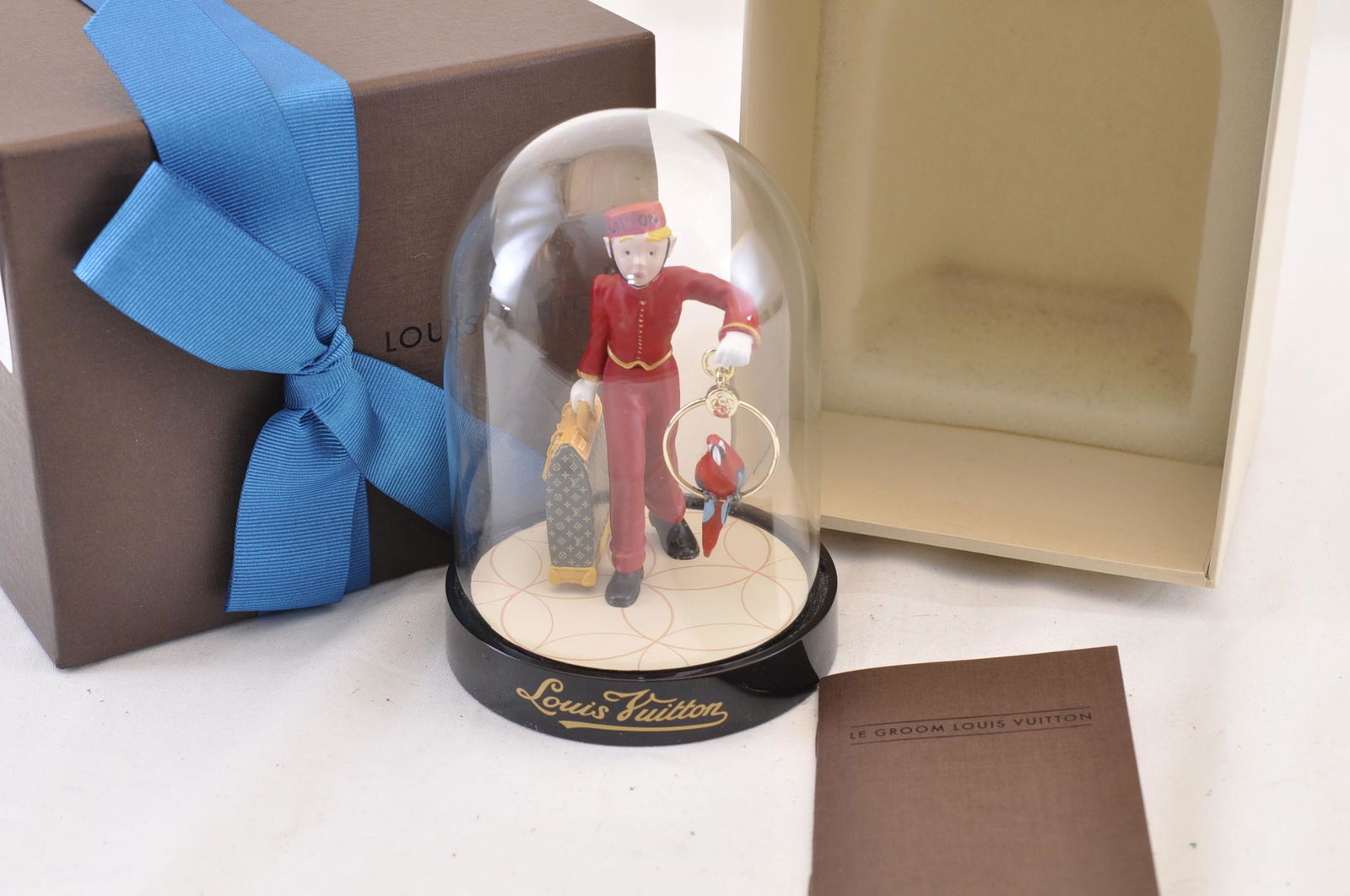 Authentic LOUIS VUITTON â€“ Glass Dome: Brand: LOUIS VUITTON Material: â€“ Style: Glass Dome Color: â€“ Size(inch): W3.1 x H4.7â€³ (Approx) Accessory: Item Box / Instruction Manual Card All Bidhaus items come with a 100% money