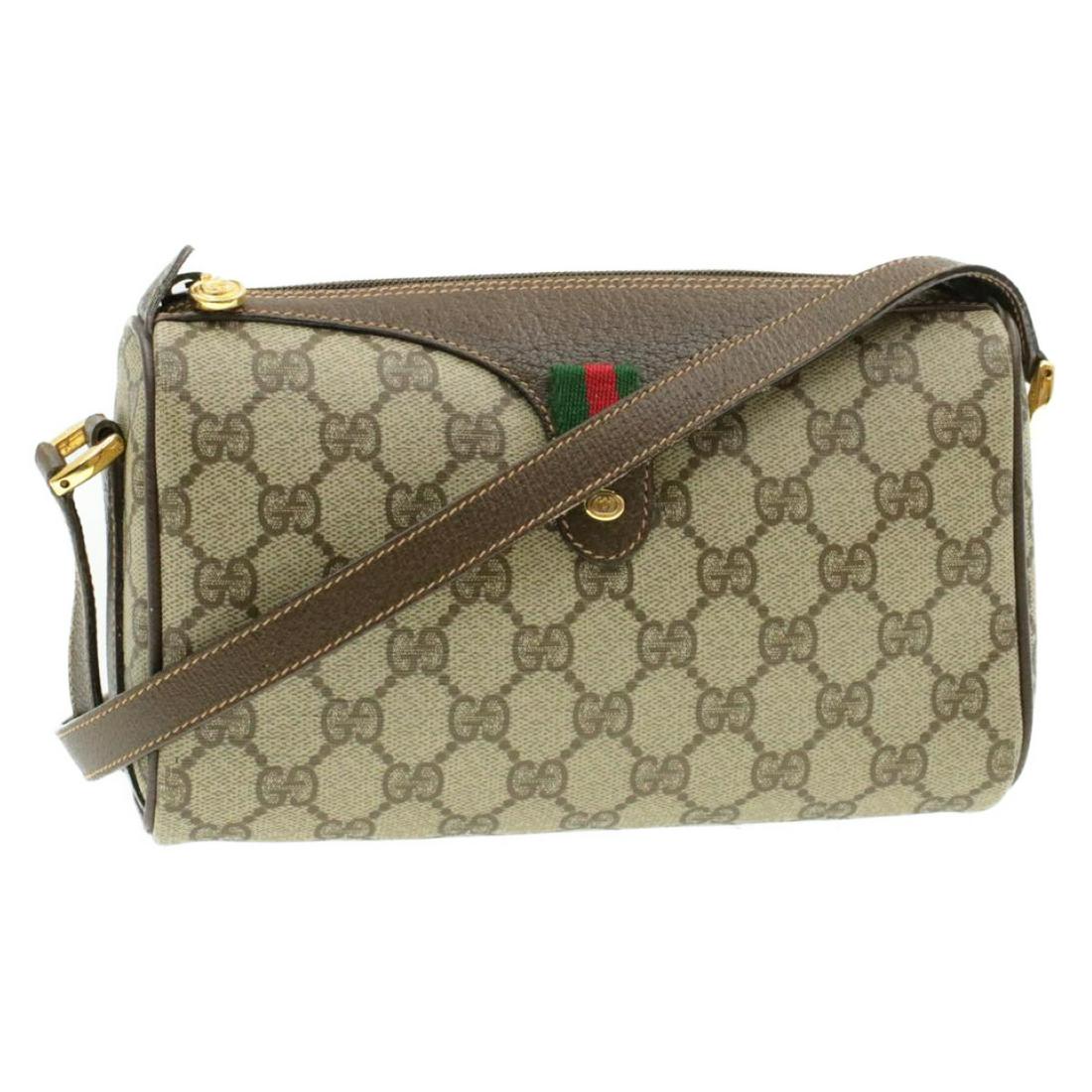 Authentic GUCCI PVC Leather Shoulder Bag: Brand: GUCCI Material: PVC Leather Style: Shoulder Bag Color: Red/ Green Size(inch): W8.26 x H5.11 x D2.36inch / Shoulder Drop 17.71-19.68inch(Approx) Country of Origin: Italy Accessory: There is no i