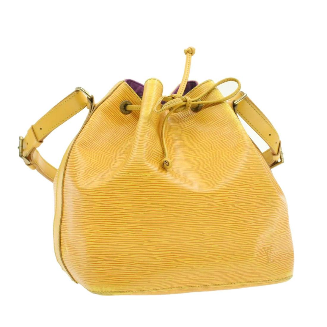 Authentic LOUIS VUITTON NOE Epi Leather Shoulder Bag: Brand: LOUIS VUITTON Material: Epi Leather Style: Shoulder Bag Color: Yellow Size(inch): W9.8 x H10.6 x D7.4"(Approx) Country of Origin: France Accessory: There is no item box and dust bag. We will se