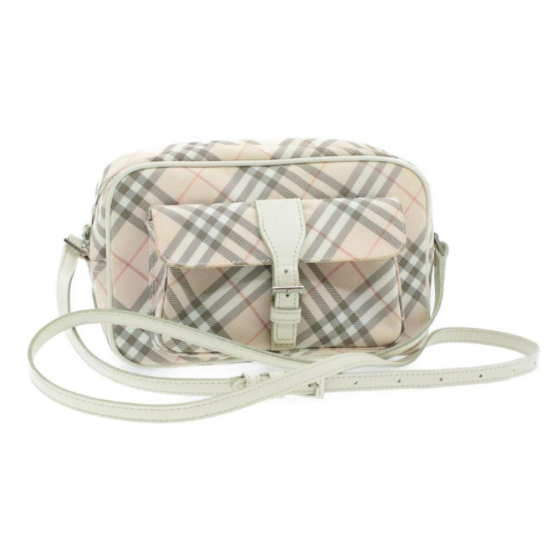 Authentic BURBERRY Canvas Shoulder Bag: Brand: BURBERRY Material: Canvas Style: Shoulder Bag Color: Pink Size(inch): W8.66 x H5.11 x D3.14â€³ / Shoulder Drop 19.68-23.62â€³(Approx) Country of Origin: â€“ Accessory: There is no