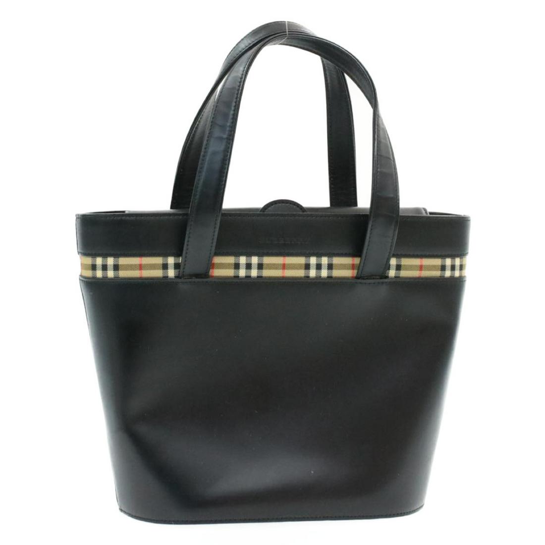 Authentic BURBERRY Leather Hand Bag: Brand: BURBERRY Material: Leather Style: Hand Bag Color: Black Size(inch): W11.41 x H8.26 x D4.72inch(Approx) Country of Origin: â€“ Accessory: There is no item box and dust bag. We will send onl