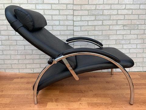 Mid Century Modern Ingmar Relling Optima Reclining: Mid Century Modern Ingmar Relling Optima Reclining Chair by Westnofa The last major release from great Norwegian designer Ingmar Relling. Constructed of tubular chrome and soft black leather. Extremel