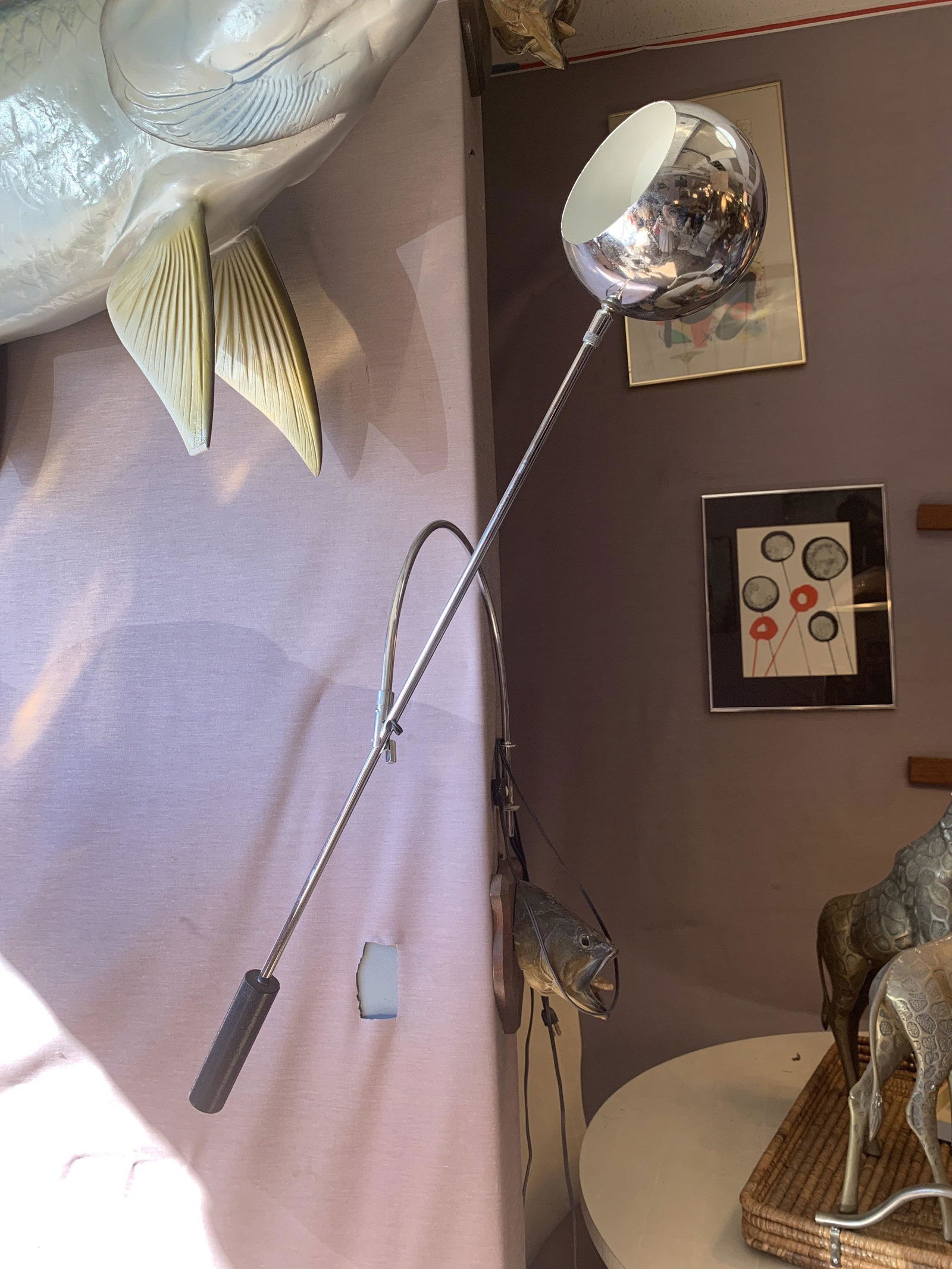 Mid Century Modern Robert Sonneman Orbital Wall Mounted: Mid Century Modern Robert Sonneman Orbital Wall Mounted Lamp Circa 1970 H 14" W 34" D 38" Good vintage condition Please be aware that all the items are vintage and may have small defects of signs of a