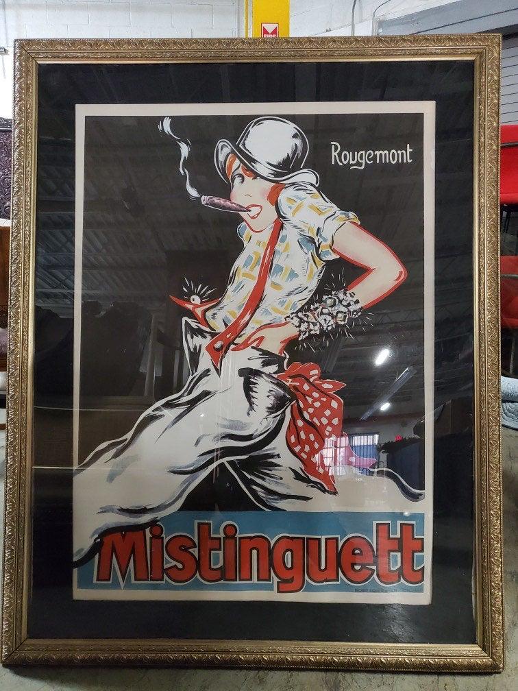 Art Deco Rare Framed Rougemont Mistinguett Lithograph