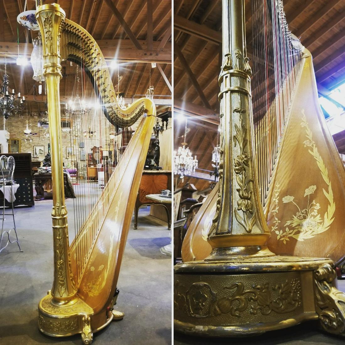 Vintage Lyon and Healy Harp Model G: Vintage Lyon and Healy Harp Absolutely Stunning Ornate Brass Work The Natural Finish Still has a Gorgeous Luster made with incredible Quality and Craftsmanship. The Exact Model is Still Offered by Lyo