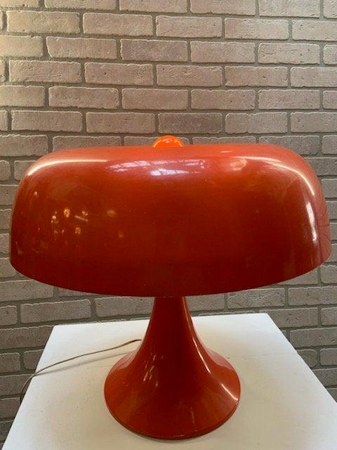 Mid Century Modern Robert Sonneman Orange Groovy: Mid Century Modern Enameled Aluminum Orange Robert Sonneman Groovy Mushroom Table Lamp Circa 1970 Add a pop of mod and color to your home office or living room with this vintage Mushroom Table Lamp de