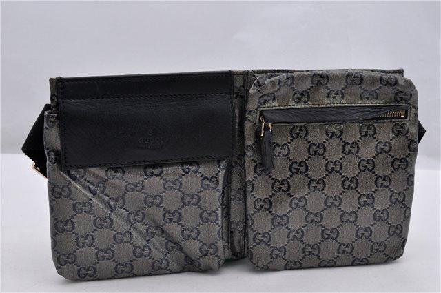 Authentic GUCCI Vinly Bum Bag: Brand: GUCCI Material: Vinly Style: Bum Bag Color: Navy Size(inch): W12.2 x H6.7 x D1.2" / Strap Drop 7.9-14.6"(Approx) Country of Origin: Italy Accessory: There is no ItemBox and DustBag.We will send