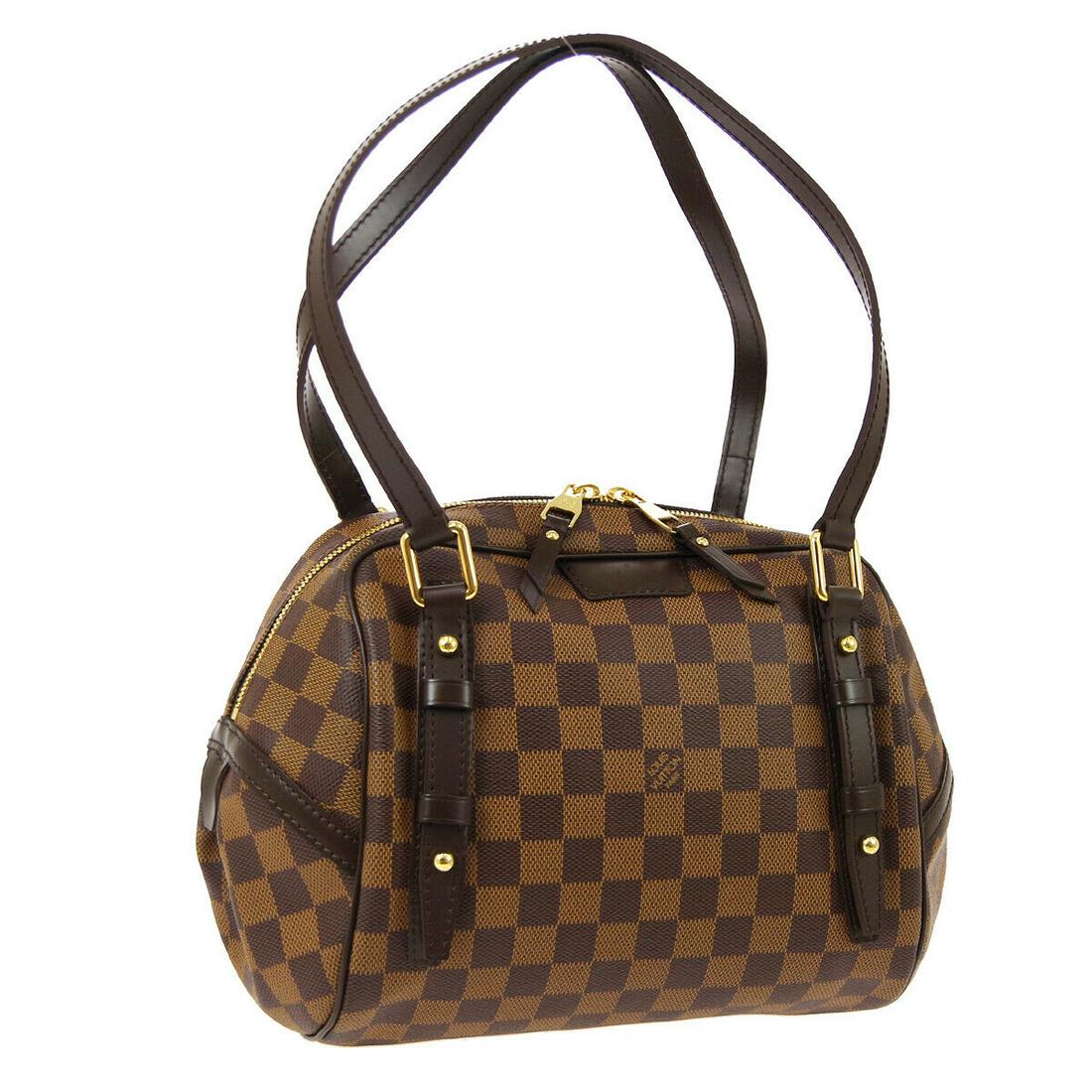 Authentic LOUIS VUITTON Damier Canvas, Leather Shoulder: Brand: LOUIS VUITTON Material: Damier Canvas, Leather Style: Shoulder Bag Color: Brown Size(inch): W9.8 x H8.7 x D6.3 " Size(inch): W 9.8 x H 8.7 x D 6.3 "Strap Drop. 9.1 " Country of Origin: France C