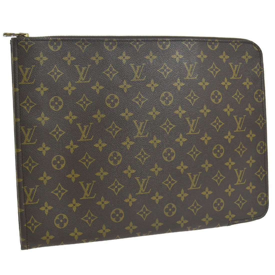 Authentic LOUIS VUITTON Monogram Canvas Document Case: Brand: LOUIS VUITTON Material: Monogram Canvas Style: Document Case Color: Brown Size(inch): W15.0 x H11.0 x D1.2 " Size(inch): W 15.0 x H 11.0 x D 1.2 " Country of Origin: France Come with: - All Bid