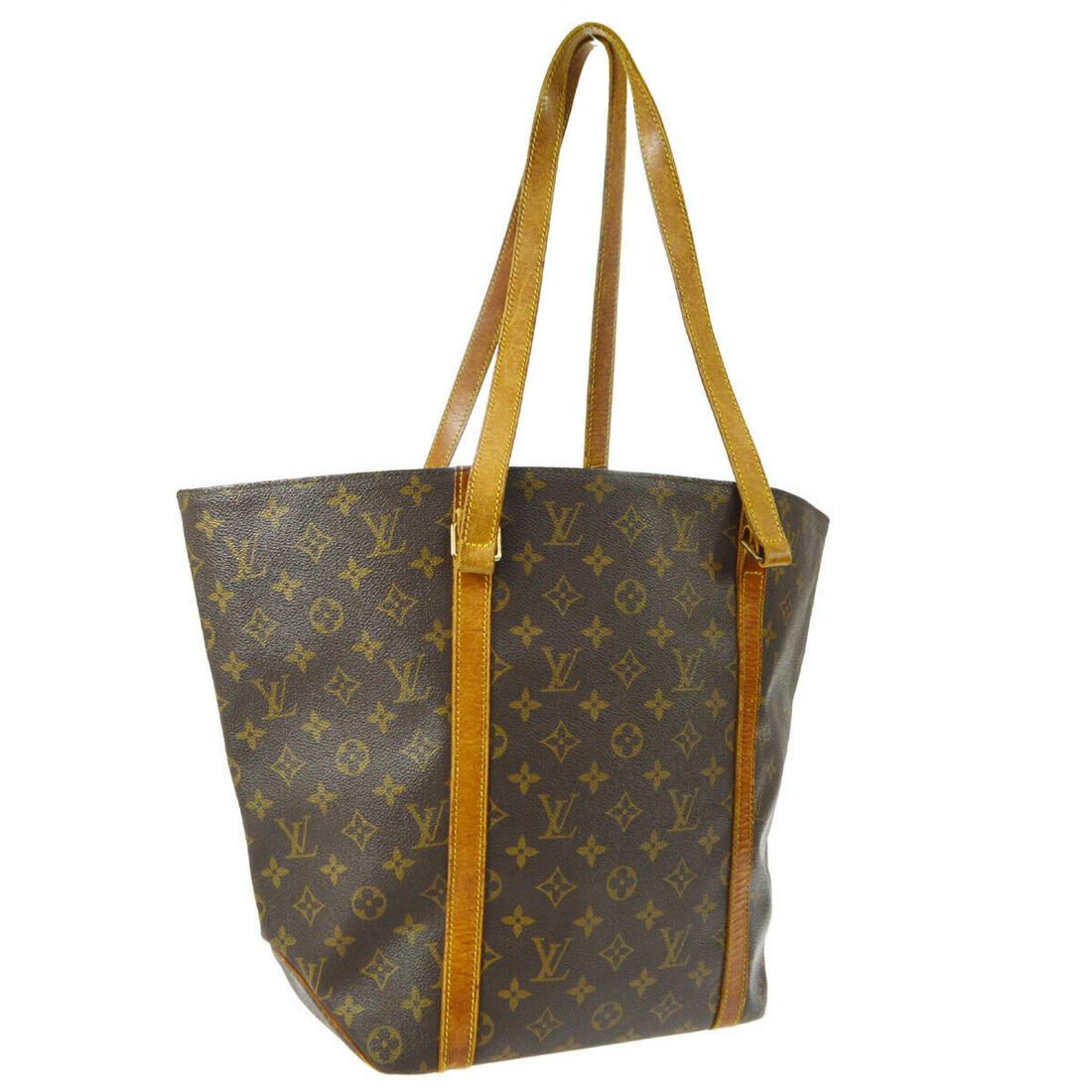 Authentic LOUIS VUITTON TOTE Monogram Canvas, Leather: Brand: LOUIS VUITTON Material: Monogram Canvas, Leather Style: Tote Color: Browns Size(inch): W15.7 x H13.0 x D5.5 " Size(inch): W 15.7 x H 13.0 x D 5.5 "Strap Drop. 11.8 " Country of Origin: France C