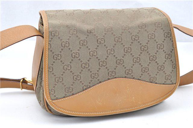 Authentic GUCCI Canvas Shoulder Bag: Brand: GUCCI Material: Canvas Style: Shoulder Bag Color: Brown Size(inch): W9.4 x H6.7 x D4.5" / Strap Drop 15.7-19.7"(Approx) Country of Origin: Italy Accessory: There is no ItemBox and DustBag.We wi