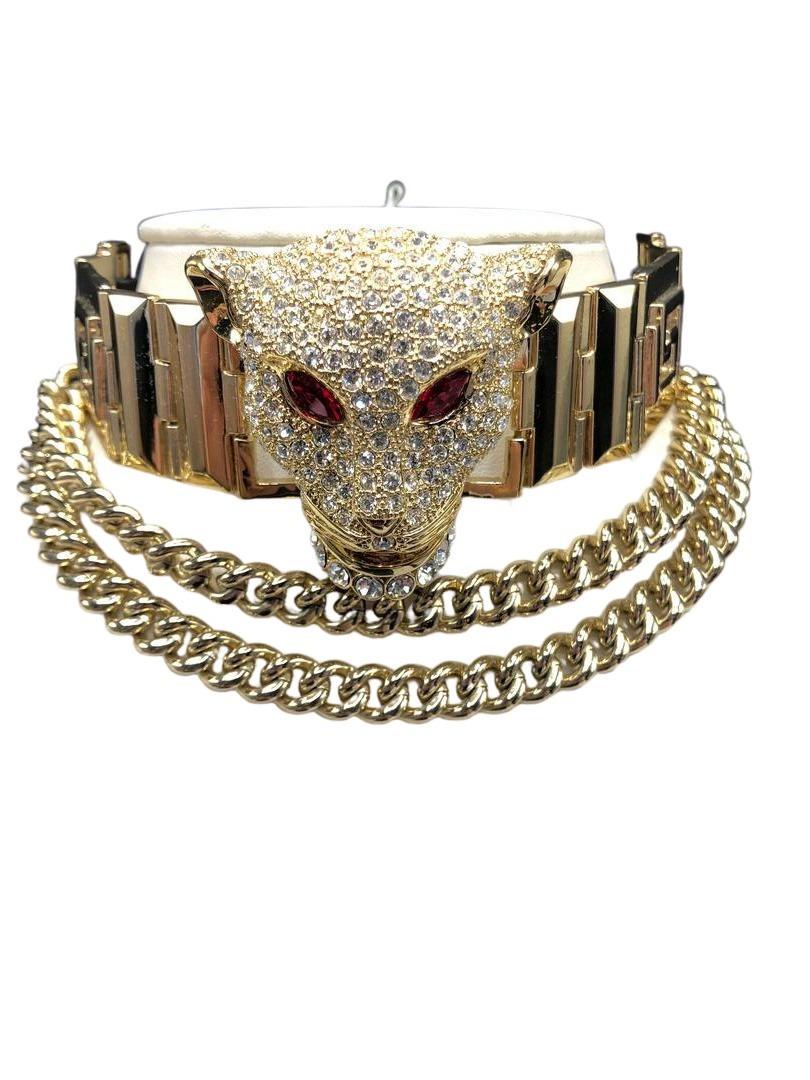 Authentic Versace Rhinestone Panther Choker Necklace W/: Brand: Versace for H&M Style: Choker, double strand necklace Hallmark:: Yes Fastening: Category: Necklace Materials: Mixed metal, silver plated, rhineshone Size: Other Remarks: All Bidhaus items come