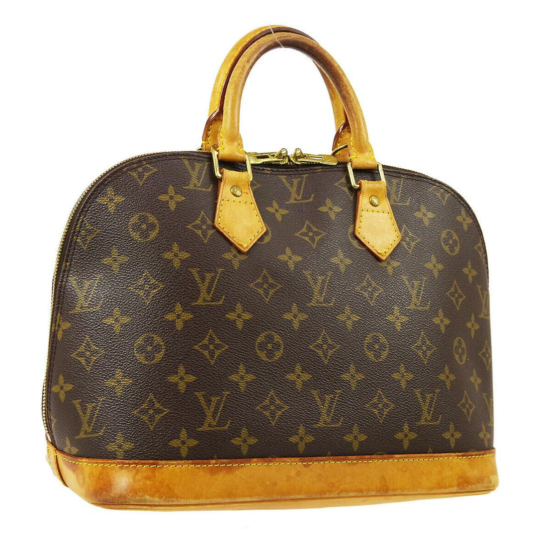 Authentic LOUIS VUITTON ALMA Monogram Canvas, Leather: Brand: LOUIS VUITTON Material: Monogram Canvas, Leather Style: Hand Bag Color: Brown Size(inch): W12.2 x H9.3 x D6.3 " Size(inch): W 12.2 x H 9.3 x D 6.3 "Handle Drop. 3.5 " Country of Origin: France 