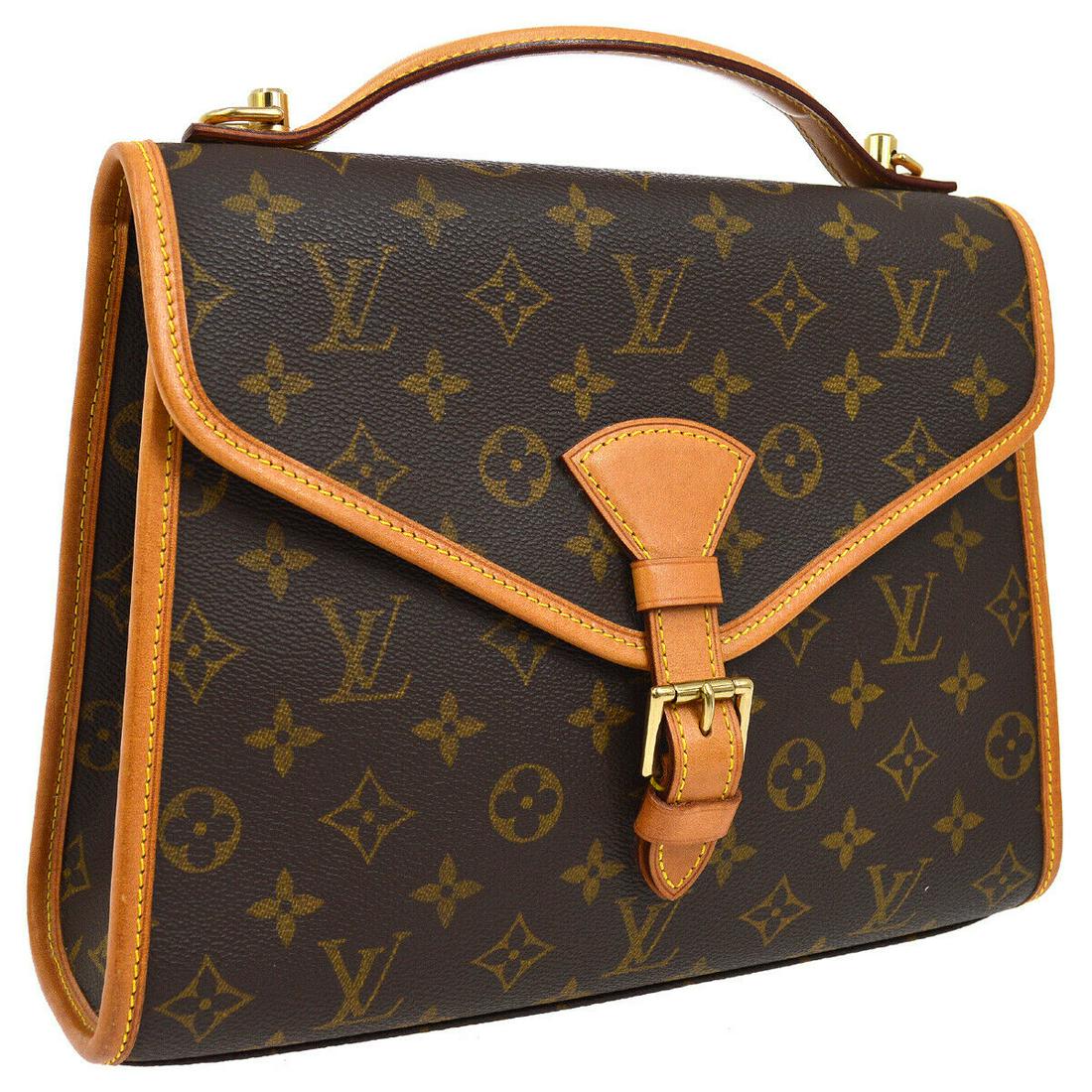 Authentic LOUIS VUITTON Monogram Canvas, Leather Hand: Brand: LOUIS VUITTON Material: Monogram Canvas, Leather Style: Hand Bag Color: Brown Size(inch): W11.2 x H8.7 x D3.0 " / Strap Drop: 1.2 or 20.1 - 23.6 Size(inch): W 11.2 x H 8.7 x D 3.0 "Handle Drop.