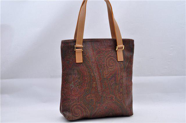 Authentic ETRO PVC/Leather Hand Bag: Brand: ETRO Material: PVC/Leather Style: Hand Bag Color: Brown Size(inch): W8.9 x H9.8 x D3.1" / Handle Drop 5.7"(Approx) Country of Origin: Italy Accessory: There is no ItemBox and DustBag.We will se