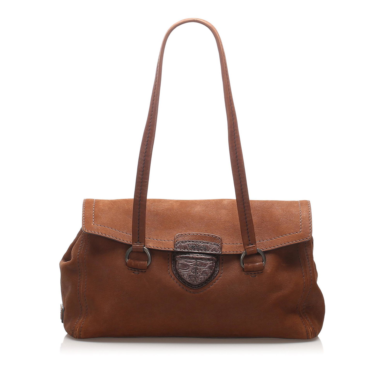 Authentic Prada Nubuck Easy Handbag: This Easy shoulder bag features a nubuck leather body flat leather straps a front flap with a metal push lock closure and an interior zip pocket. Brand: Prada Model: Nubuck Easy Handbag Origin: Italy 