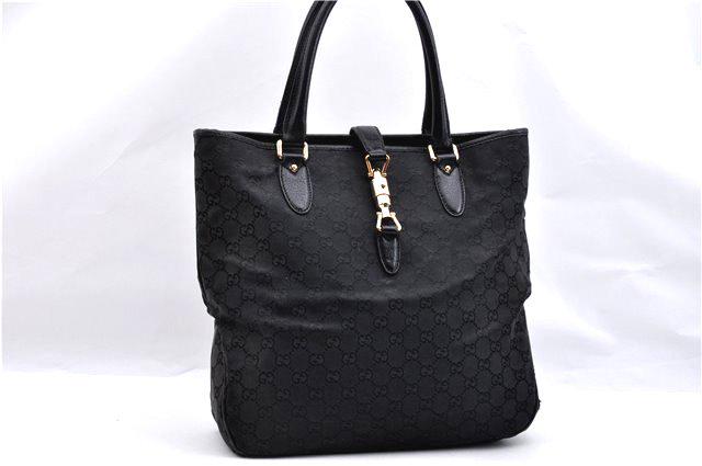 Authentic GUCCI Canvas Tote Bag: Brand: GUCCI Material: Canvas Style: Tote Bag Color: Black Size(inch): W12.2 x H11.8 x D3.7" / Handle Drop 6.1"(Approx) Country of Origin: Italy Accessory: There is no ItemBox and DustBag.We will send
