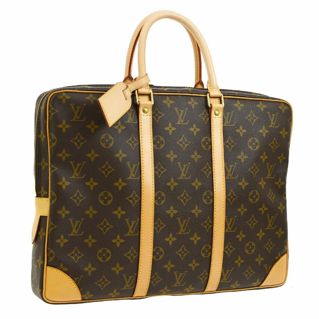 Authentic LOUIS VUITTON Monogram Canvas, Leather: Brand: LOUIS VUITTON Material: Monogram Canvas, Leather Style: Business Hand Bag Color: Brown Size(inch): W15.7 x H12.2 x D2.4 " / Strap Drop: 5.1 Size(inch): W 15.7 x H 12.2 x D 2.4 "Handle Drop. 5.1