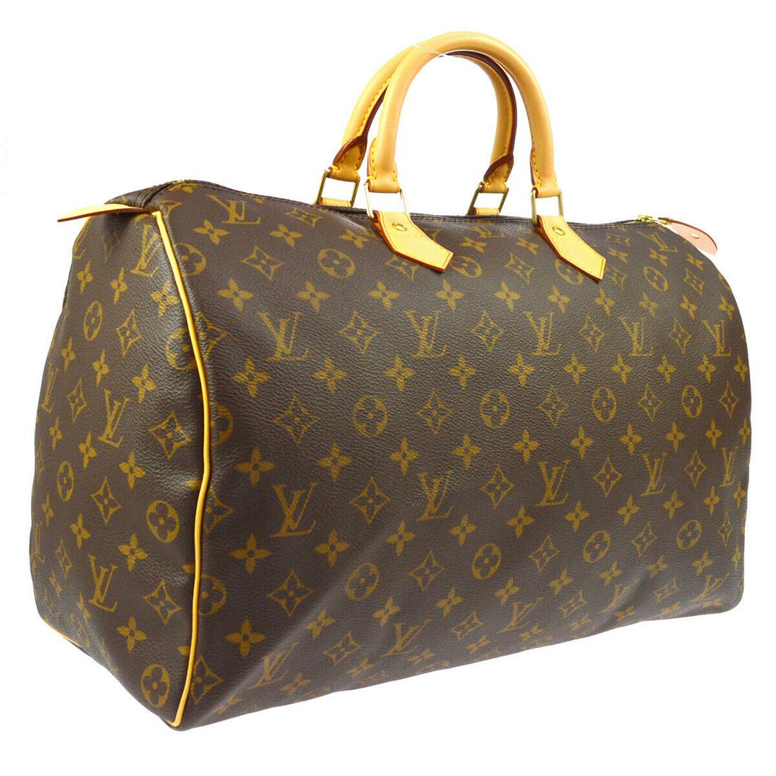 Authentic LOUIS VUITTON SPEEDY 40 Monogram Canvas,: Brand: LOUIS VUITTON Material: Monogram Canvas, Leather Style: Hand Bag Color: Brown Size(inch): W16.1 x H9.8 x D7.9 " / Strap Drop: 3.5 Size(inch): W 16.1 x H 9.8 x D 7.9 "Handle Drop. 3.5 " Country 