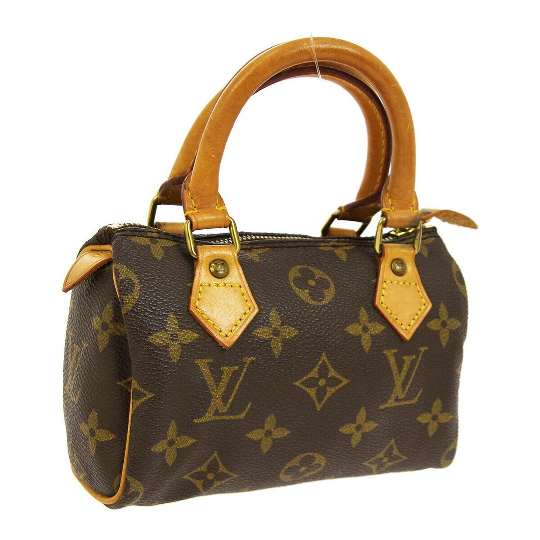 Authentic LOUIS VUITTON SPEEDY Monogram Canvas, Leather: Brand: LOUIS VUITTON Material: Monogram Canvas, Leather Style: Hand Bag Color: Brown Size(inch): W6.3 x H3.9 x D3.0 " / Strap Drop: 2.4 or 22.8 Size(inch): W 6.3 x H 3.9 x D 3.0 "Handle Drop. 2.4 "Str
