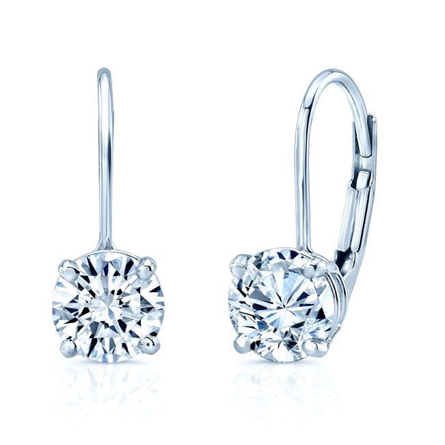 Diamond Lever Back Earrings In 14k White Gold (1.60: Elegant And Beautiful These Diamond Drop Earrings Showcases Round Brilliant Diamonds (h-i/vs 1.60ctw) Exquisitely Prong Set In A Classic 14k White Gold Setting.14k White Gold Earrings With 2 Round Bri