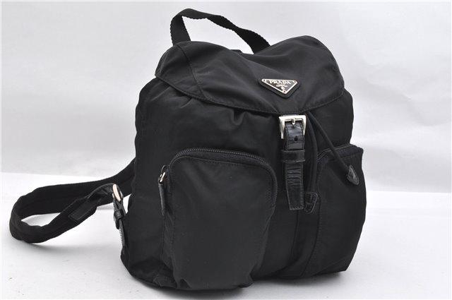 Authentic PRADA Nylon Backpack: Brand: PRADA Material: Nylon Style: Backpack Color: Black Size(inch): W9.4 x H10.2 x D4.7" / Strap Drop 12.2-13"(Approx) Country of Origin: Italy Accessory: There is no ItemBox and DustBag.We will sen