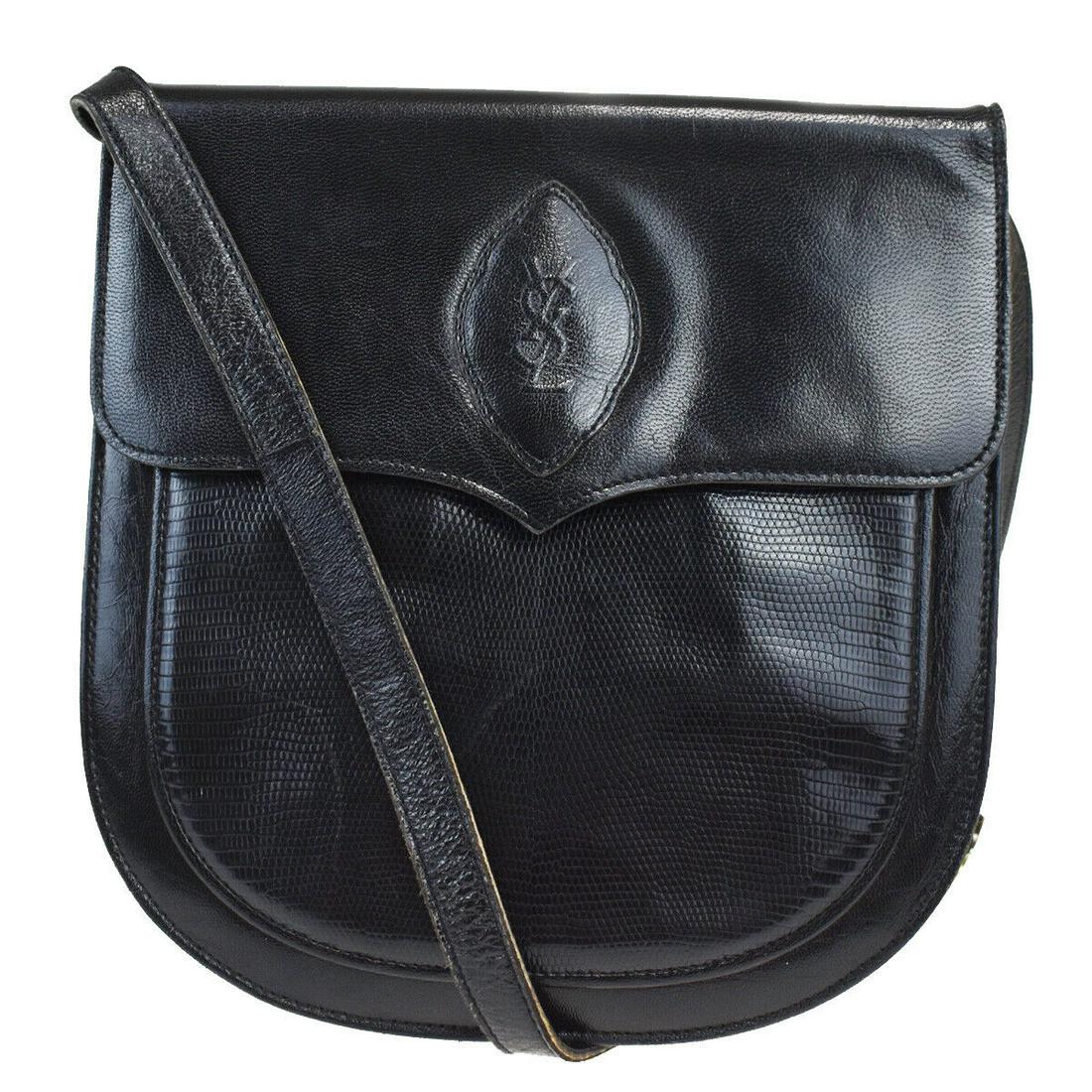 Authentic YVES SAINT LAURENT Leather Shoulder bag: Brand: YVES SAINT LAURENT Material: Leather Style: Shoulder bag Color: Black Size(inch): W 9.1 x H 9.4 x D 2.8 "(approx.) Country of Origin: - Come with: - All Bidhaus items come with a 100% money-bac
