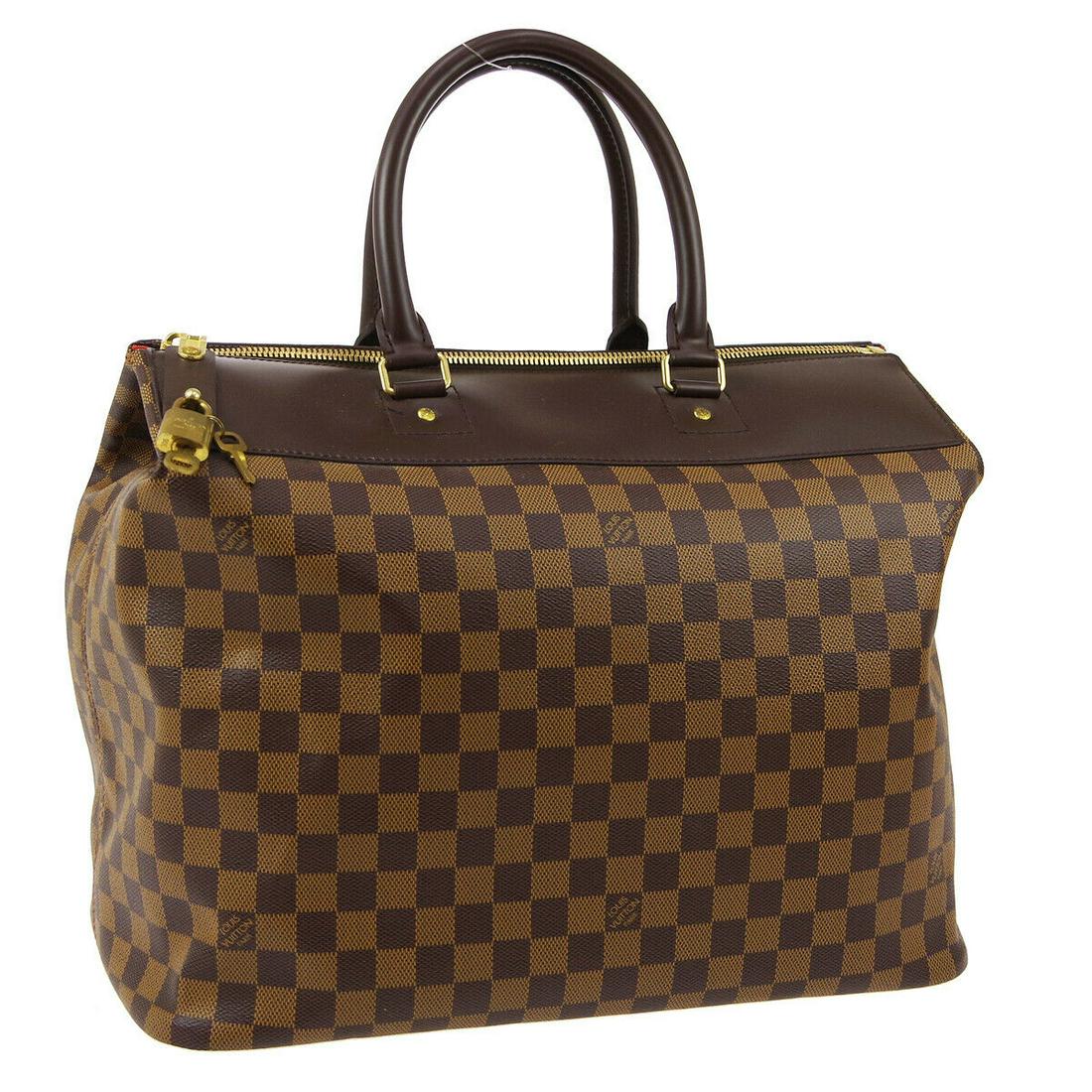 Authentic LOUIS VUITTON Damier Canvas, Leather Travel: Brand: LOUIS VUITTON Material: Damier Canvas, Leather Style: Travel Hand Bag Color: Brown Size(inch): W15.0 x H13.0 x D9.1 " Size(inch): W 15.0 x H 13.0 x D 9.1 "Handle Drop. 5.5 " Country of Origin: 