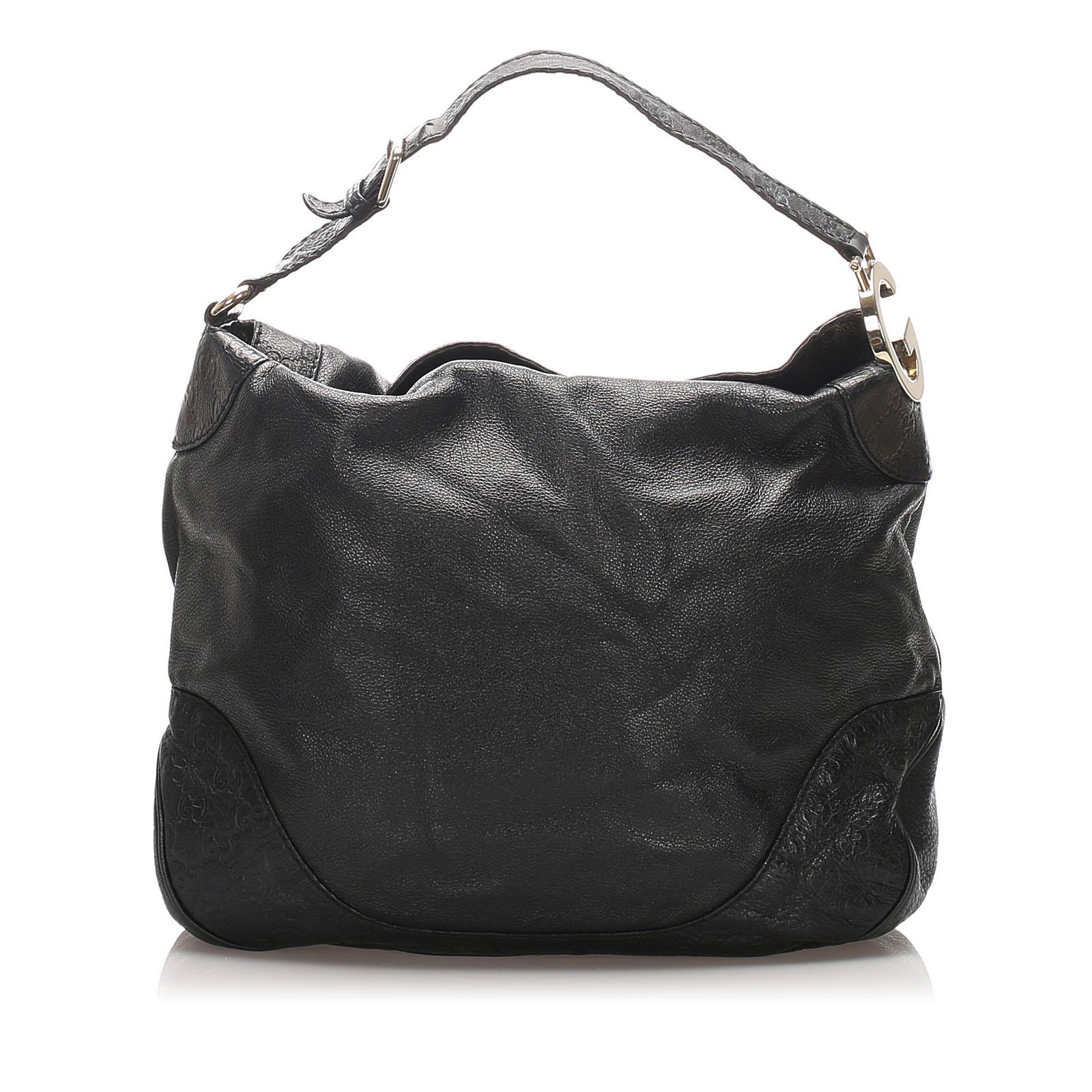 Authentic Gucci Charlotte Leather Tote Bag: The Charlotte tote bag features a leather body with Guccissima pattern trim details flat leather strap with silver-tone G hardware an open top and interior zip and slip pockets. Brand: Gucci Model: Ch