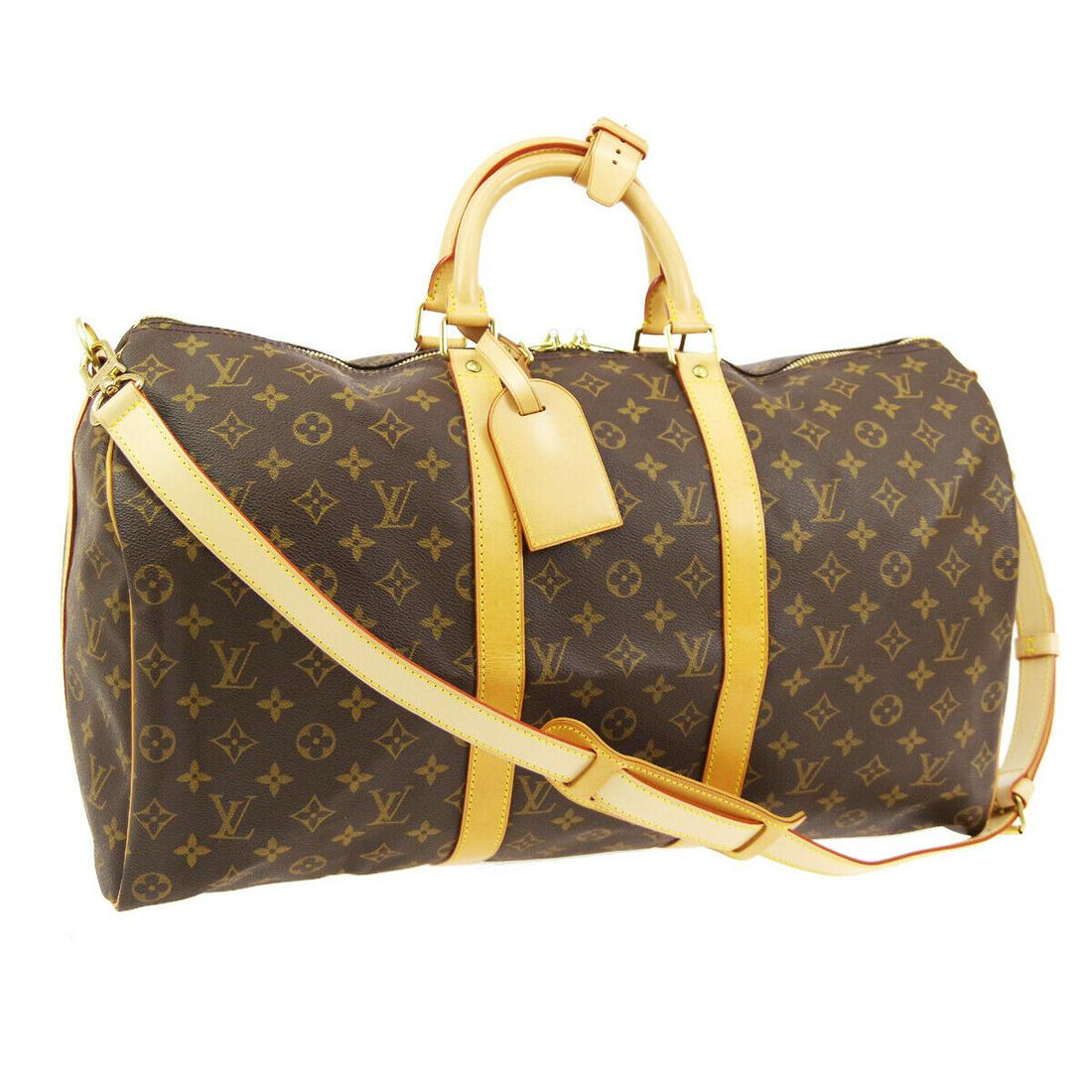Authentic LOUIS VUITTON Monogram Canvas, Leather Travel: Brand: LOUIS VUITTON Material: Monogram Canvas, Leather Style: Travel Hand Bag Color: Brown Size(inch): W20.1 x H10.6 x D8.9 " / Strap Drop: 16.9 - 20.5 Size(inch): W 20.1 x H 10.6 x D 8.9 "Handle Dro