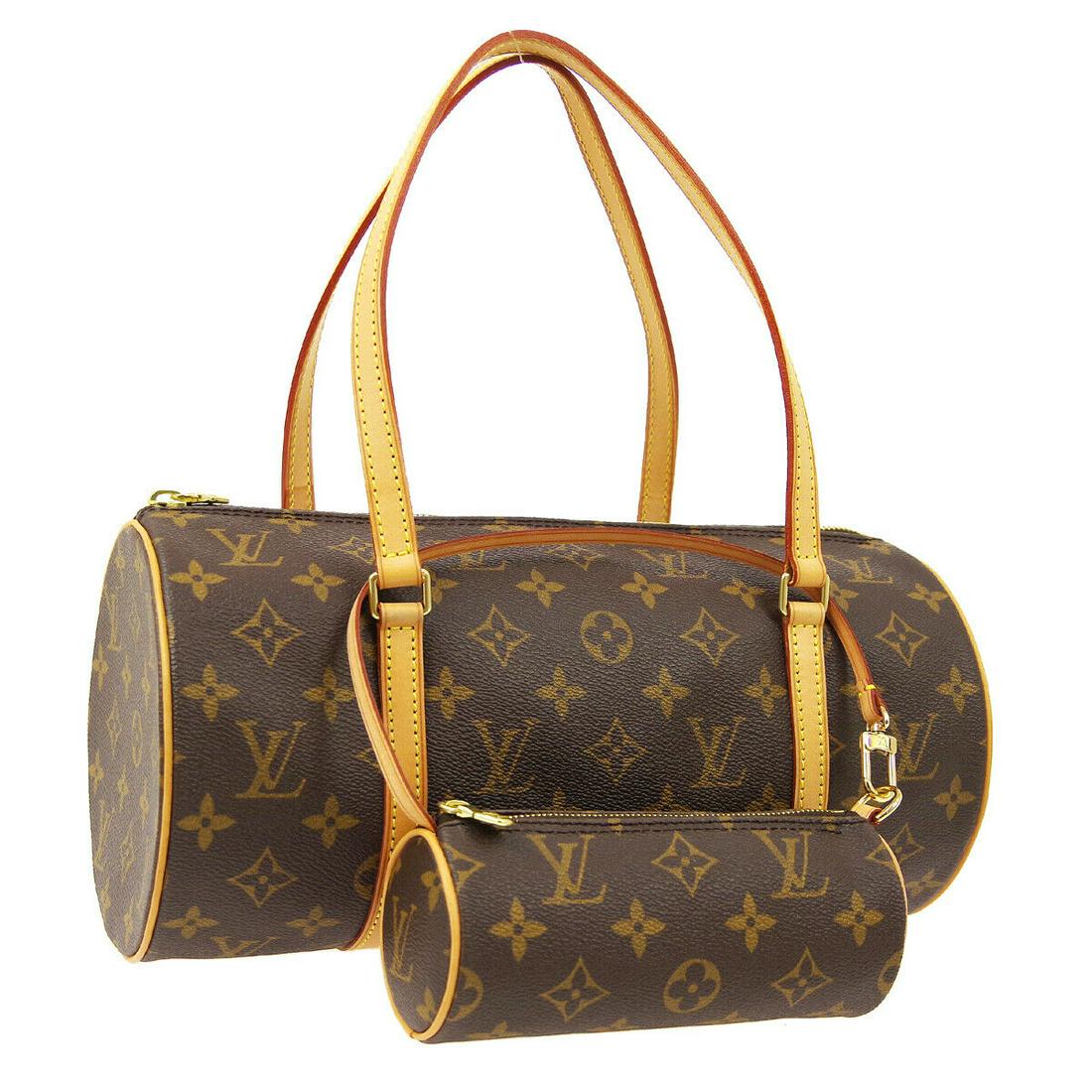 Authentic LOUIS VUITTON PAPILLON 30 Monogram Canvas,: Brand: LOUIS VUITTON Material: Monogram Canvas, Leather Style: Hand Bag Color: Brown Size(inch): W11.8 x H5.9 x D5.9 " Size(inch): W 11.8 x H 5.9 x D 5.9 "Handle Drop. 8.3 " Country of Origin: France 