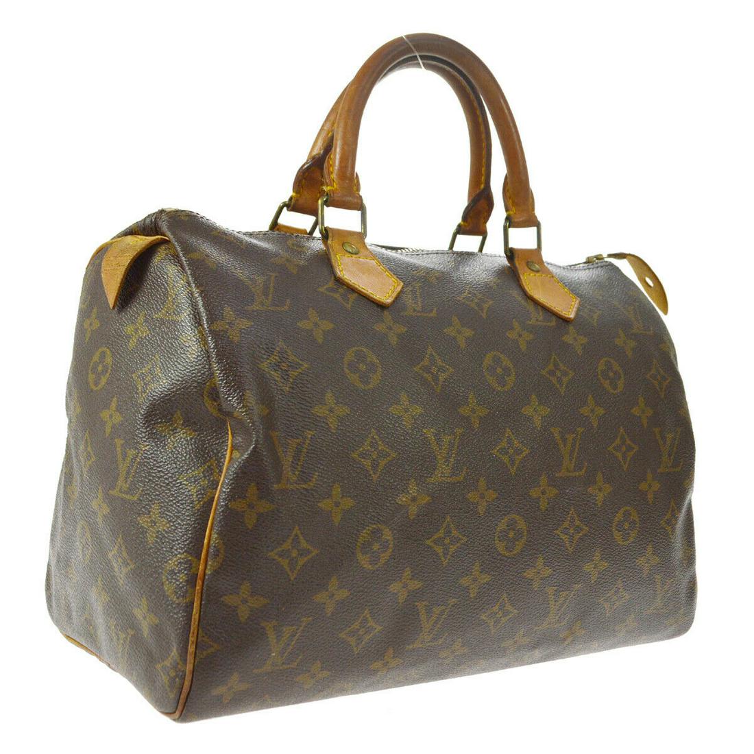 Authentic LOUIS VUITTON SPEEDY 30 Monogram Canvas,: Brand: LOUIS VUITTON Material: Monogram Canvas, Leather Style: Hand Bag Color: Brown Size(inch): W12.0 x H8.3 x D7.1 " Size(inch): W 12.0 x H 8.3 x D 7.1 "Handle Drop. 3.5 " Country of Origin: France 