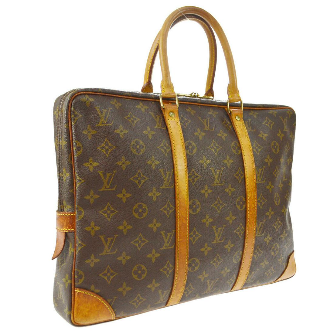 Authentic LOUIS VUITTON Monogram Canvas, Leather: Brand: LOUIS VUITTON Material: Monogram Canvas, Leather Style: Business Hand Bag Color: Brown Size(inch): W15.7 x H12.2 x D2.4 " Size(inch): W 15.7 x H 12.2 x D 2.4 "Handle Drop. 5.1 " Country of Orig