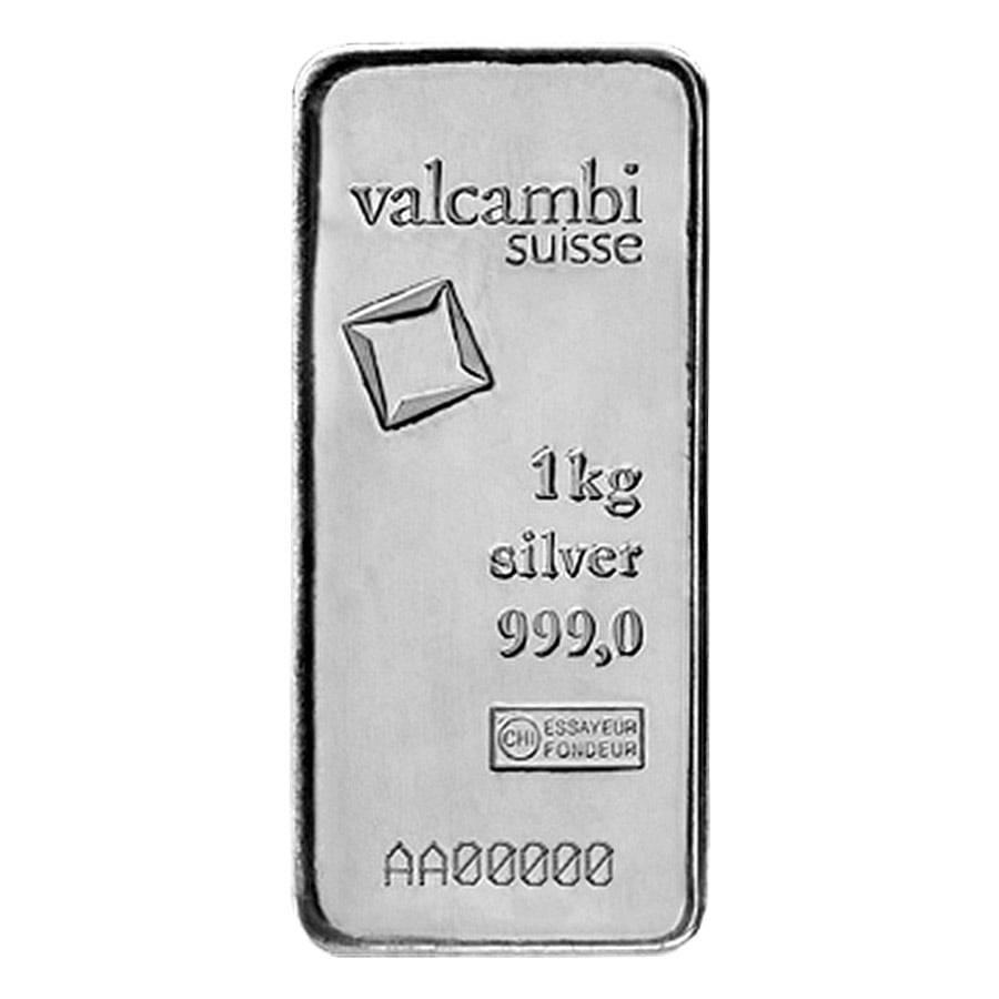 1 Kilo Silver Bar Valcambi Suisse .999 Fine (w/Assay): You are bidding on the total lot which includes 1 of the following item: 1 Kilo Silver Bar Valcambi Suisse .999 Fine (w/Assay) Each bar has a unique serial number. The 1 Kilo Valcambi Suisse Silver Ba