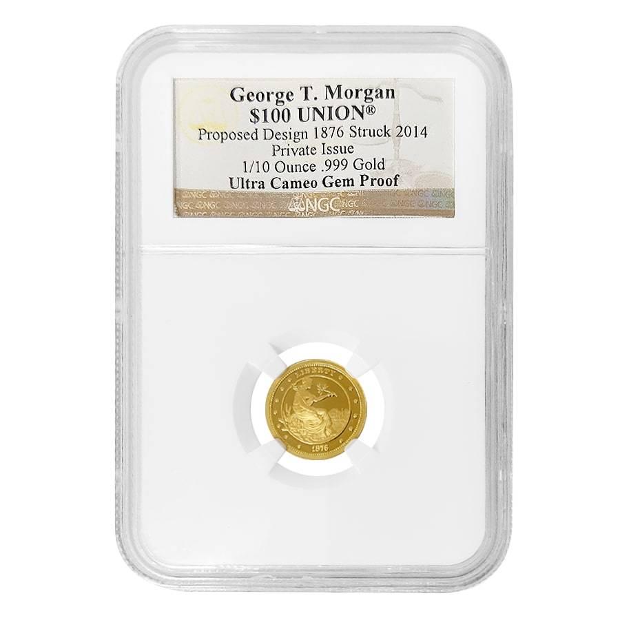 2014 1/10 oz Gold George T. Morgan $100 Union Private: You are bidding on the total lot which includes 1 of the following item: 2014 1/10 oz Gold George T. Morgan $100 Union Private Issue NGC Gem Proof UCAM This 2014 1/10 oz Gold George T. Morgan $100 Uni