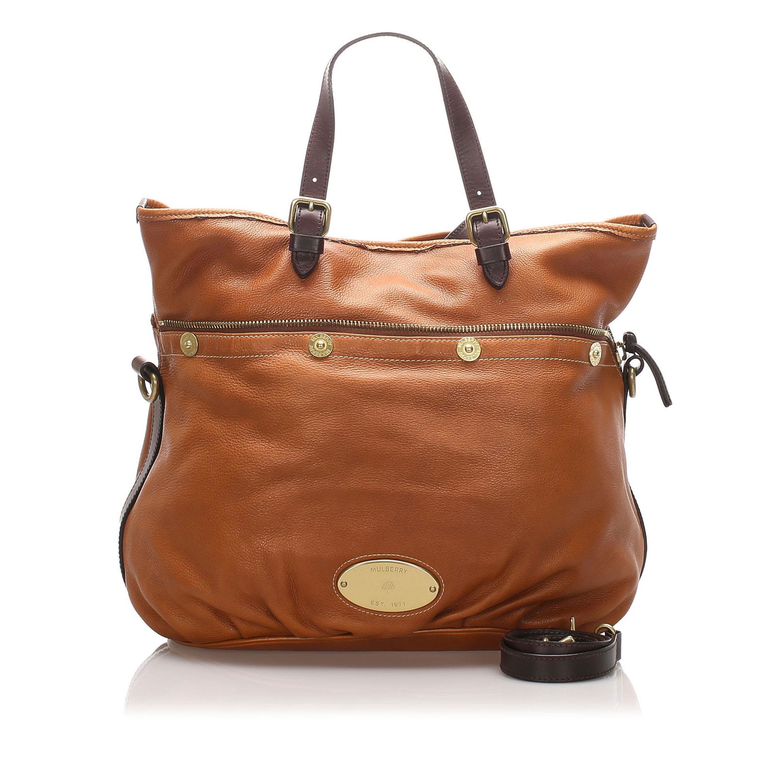 Authentic Mulberry Mitzy Leather Satchel: The Mitzy satchel features a leather body flat leather handles a detachable flat leather strap an open top with a magnetic closure and an interior zip pocket. Brand: Mulberry Model: Mitzy Leather Satc