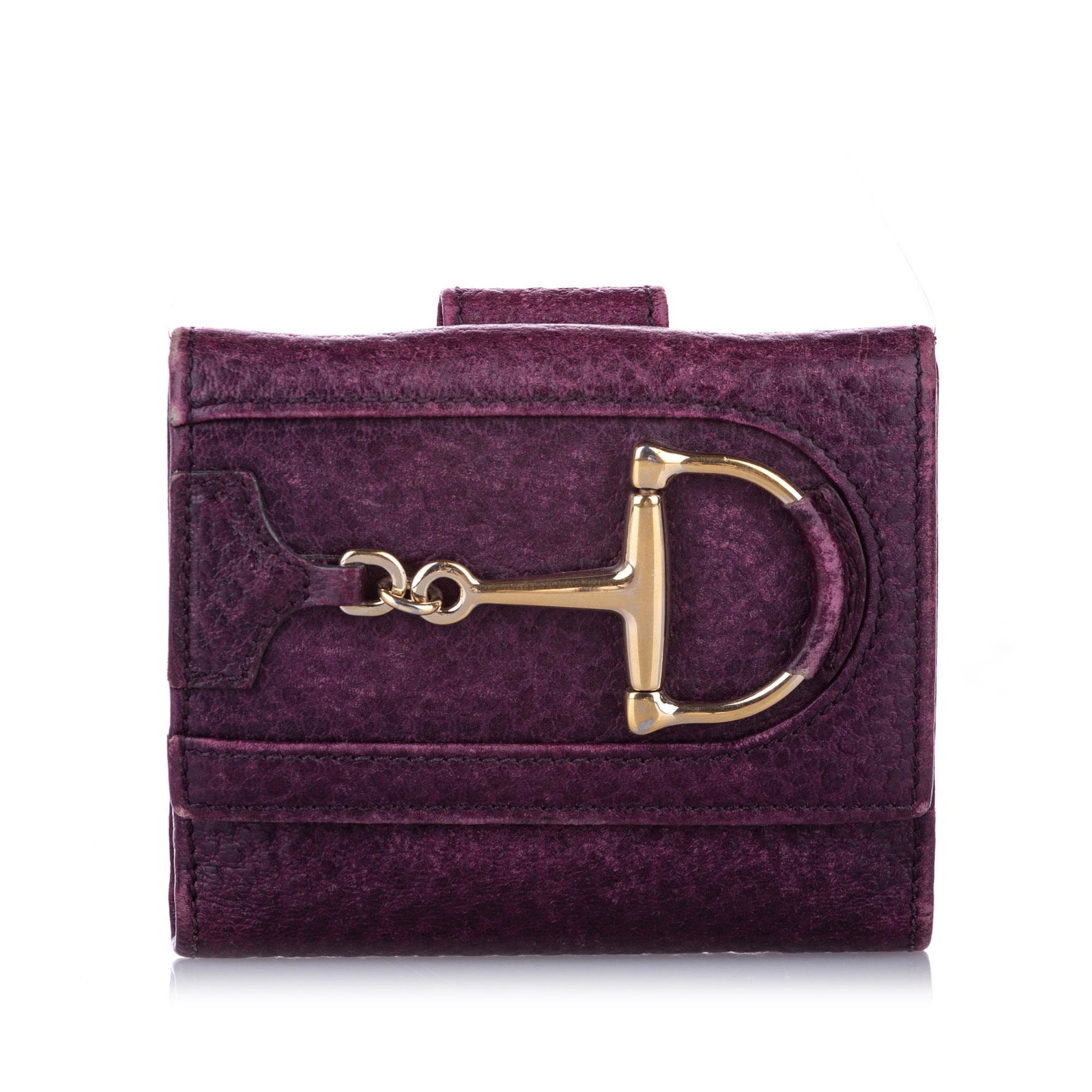 Authentic Gucci Hasler Leather Small Wallet: This wallet features a leather body with hasler detail a side strap with snap button closure and interior flap and slip pockets. Brand: Gucci Model: Hasler Leather Small Wallet Origin: ITALY Category: