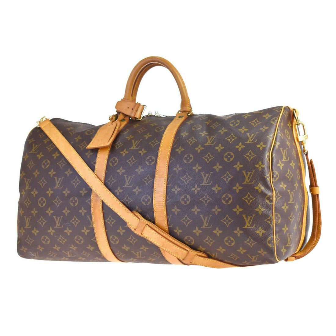 Authentic LOUIS VUITTON Monogram , Leather HAND: Brand: LOUIS VUITTON Material: Monogram , Leather Style: HAND SHOULDER BAG Color: Browns Size(inch): W 21.7 x H 11.8 x D 9.8 "(approx.) Country of Origin: France Come with: Shoulder strap,Handle holde