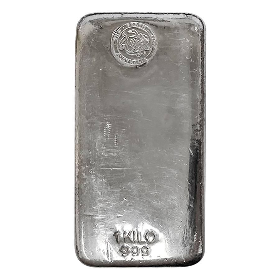 1 Kilo Perth Mint Silver Bar .999 Fine (Vintage Old: You are bidding on the total lot which includes 1 of the following item: 1 Kilo Perth Mint Silver Bar .999 Fine (Vintage Old Style Logo) We're happy to offer this 1 Kilo Perth Mint Silver Bar here at 