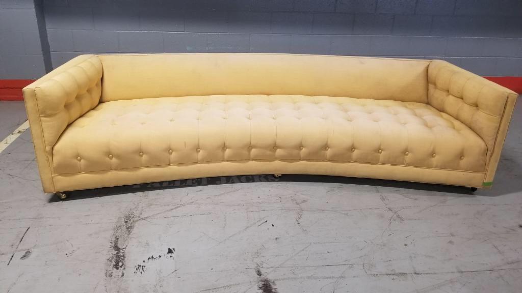 Mid Century Modern Harvey Probber Curved Tufted Sofa: Mid Century Modern Harvey Probber Curved Button Tufted Sofa Selling for upholstery! Breathtaking sculptural sofa by Harvey Probber in its original button tufted upholstery. Clean modern lines 3 loose 