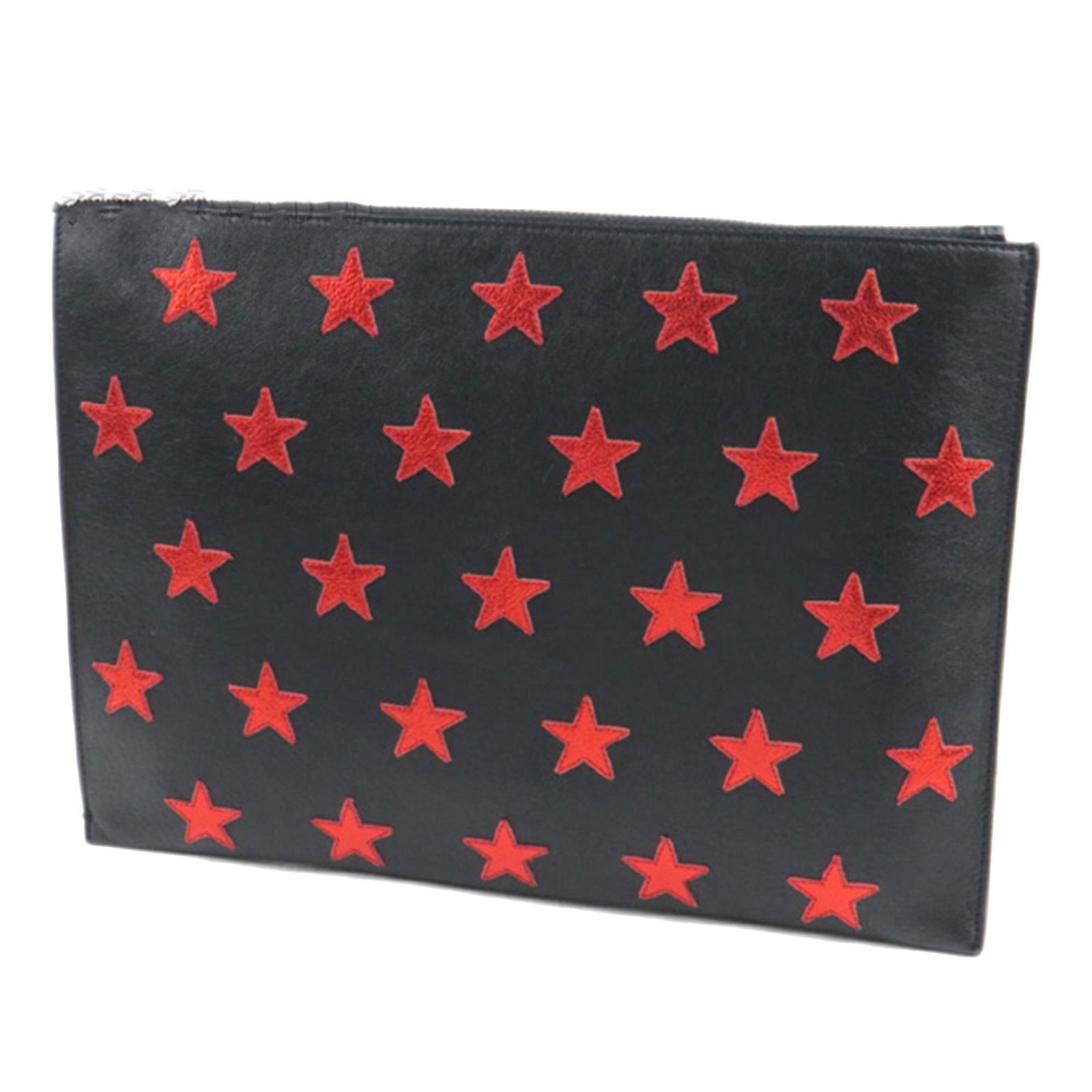 Authentic YSL Poncho Lux Stars Document Case: This document case features a leather body top zip closure and an interior slip pocket. Brand: YSL Model: Poncho Lux Stars Document Case Origin: France Category: Business Bag Color: Black x Red Style: