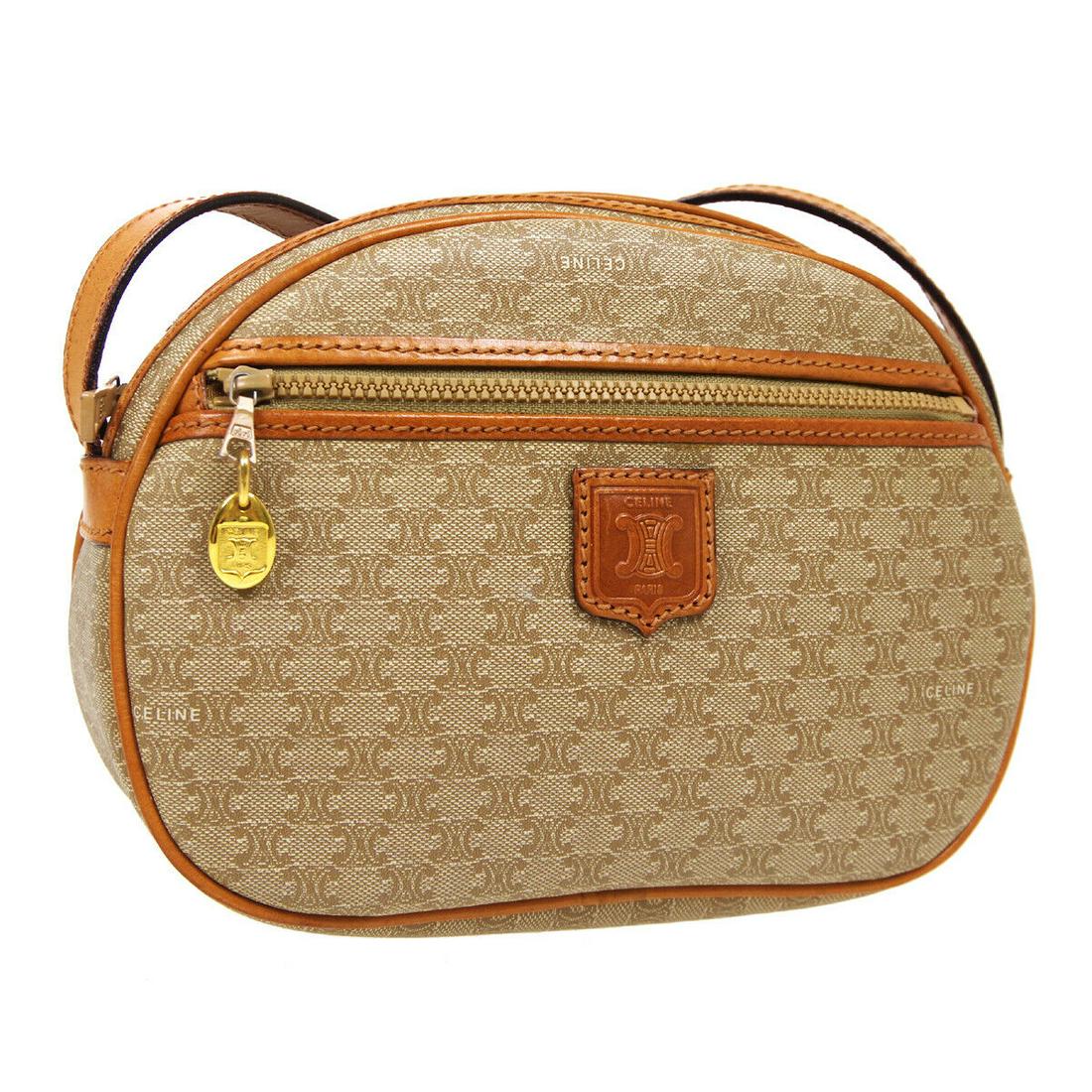 Authentic CELINE Shoulder Bag: Brand: CELINE Model: Shoulder Bag Country of Origin: Italy Material: Leather Color: Beige Brown Size (Inch): W 8.3 x H 5.9 x D 2.6 " Strap Drop. 18.1 - 20.1 " Size (CM): W 21.0 x H 15.0 x D 6.5 cm Str