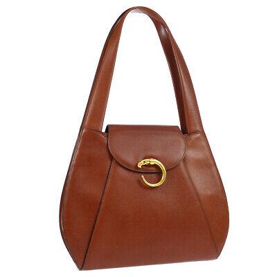 Authentic CARTIER Shoulder bag: Brand: CARTIER Model: Shoulder bag Country of Origin: France Material: Leather Color: Brown Size (Inch): W 11.0 x H 10.2 x D 3.1 " Strap Drop. 11.8 " Size (CM): W 28.0 x H 26.0 x D 8.0 cm Strap Drop. 