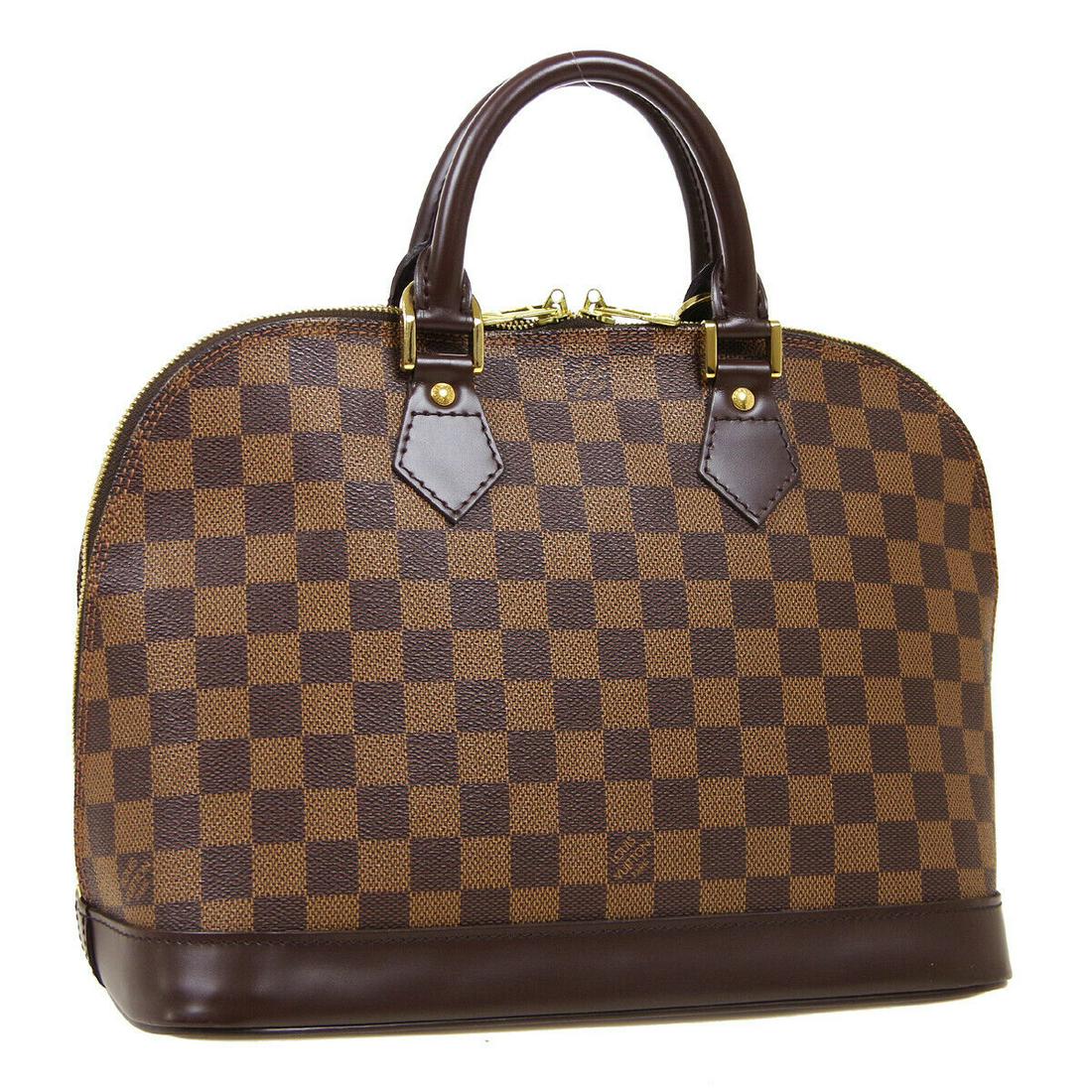 Authentic LOUIS VUITTON Alma: Brand: LOUIS VUITTON Model: LOUIS VUITTON ALMA Country of Origin: France Material: Canvas Color: Brown Size (Inch): W 12.2 x H 9.4 x D 5.9 " Handle Drop. 3.1 " Size (CM): W 31.0 x H 24.0 x D 15.0 cm H