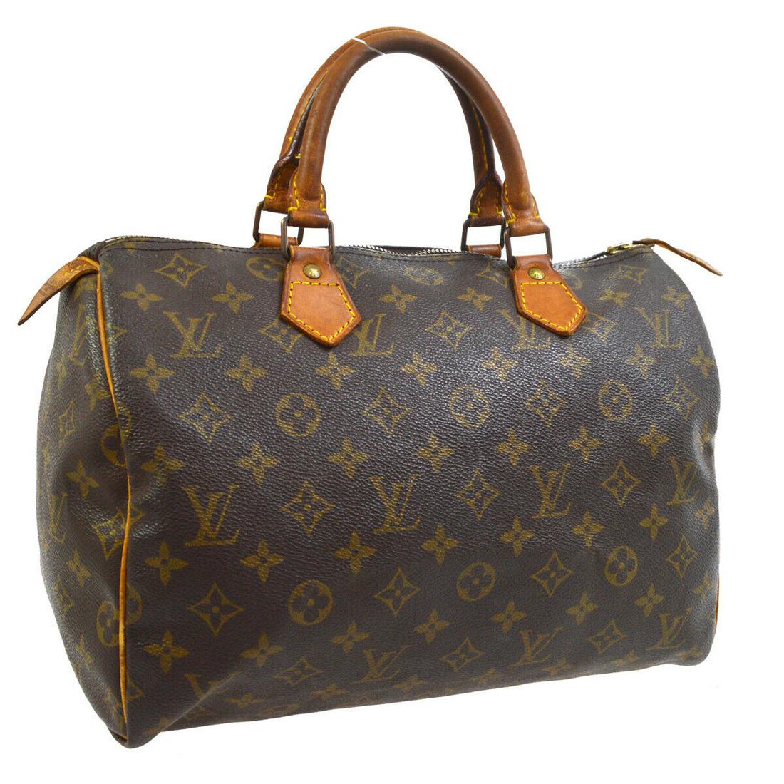Authentic LOUIS VUITTON Speedy 30: Brand: LOUIS VUITTON Model: LOUIS VUITTON Speedy 30 Country of Origin: France Material: Canvas Color: Brown Size (Inch): W 12.2 Ã— H 8.5 Ã— D 6.9 " Handle Drop. 3.5 " Size (CM): W 31.0 Ã— H 2