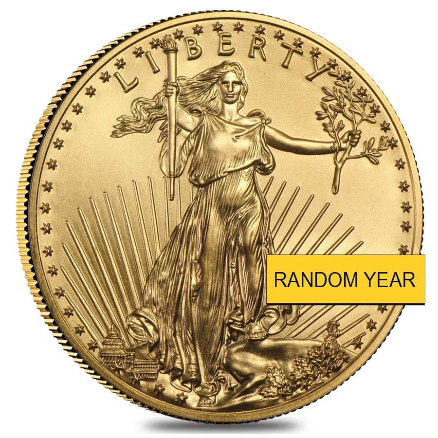 1/4 oz Gold American Eagle $10 Coin BU (Random Year): You are bidding on the total lot which includes 1 of the following item: 1/4 oz Gold American Eagle $10 Coin BU (Random Year) Dealer's Pick: the years may all be the same or vary. Buy fractional gold